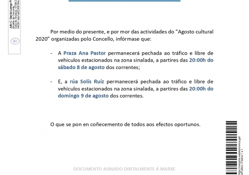 Bando Corte Plaza Ana Pastor 08/08/2020 y calle Solís Ruíz 09/08/2020