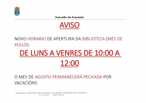 NUEVO HORARIO BIBLIOTECA